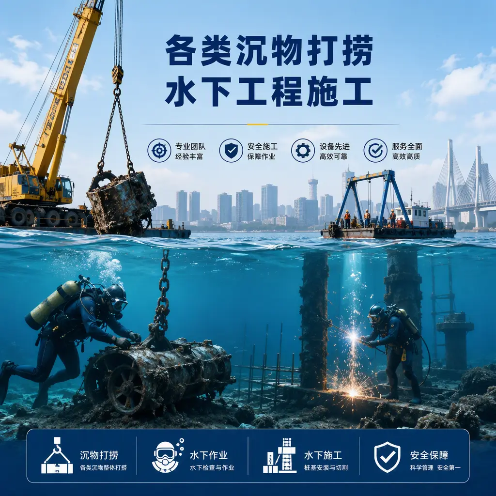 恩施各类沉物打捞，水下工程施工